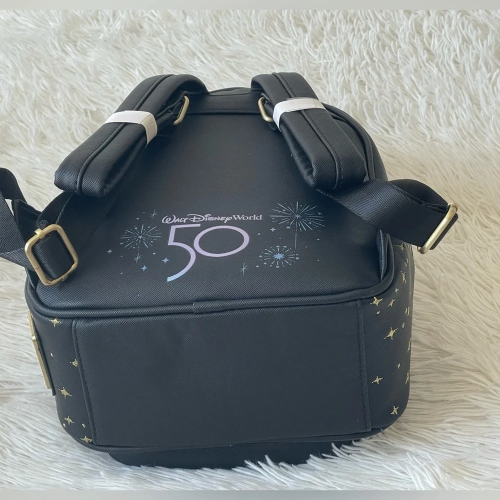 WDW 50TH ANNIVERSARY Collection Matte Black & Rose Gold Castle Mini Backpack